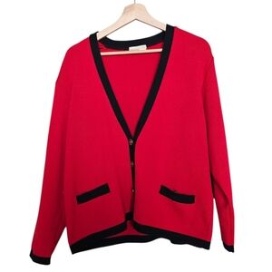 Brooks Brothers 100% Wool Vintage Red and Black Women's Cardigan Sweater